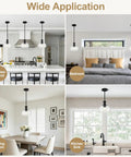 puncoll 2 PK 9 Inch Modern Black Clear Glass Pendant Light above kitchen island, bedroom, dining room, and kitchen sink.