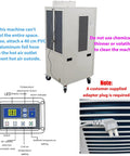 Heavy Duty 220 Volt Industrial Portable Air Conditioner Packing Serious Cooling Power On Smooth Caster Wheels And 14 Liter Tank, showing air outlet and control panel.