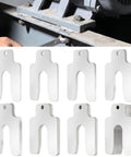 Top Tier 80 Piece 2X2 Inch 304 Stainless Steel Slotted Shims Kit Size A displayed on a machine for precision alignment setup.