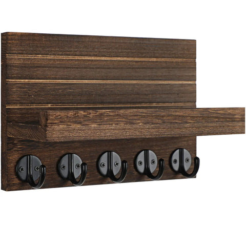 Wall Mounted Key And Mail Organizer With Shelf And Large Hooks For Keys Bags Coats And Leashes Keeps Your Essentials In One Spot