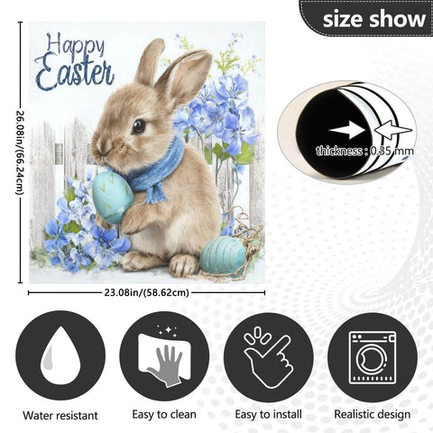 Cute Brown Bunny Egg Easter Magnetic Cover For Refrigerator Door And Dishwasher Front, Ultra Strong PVC Coated Sheet