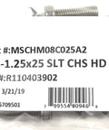 Built Tough A2 70 Stainless Steel M8 X 25mm Slotted Cheese Head Machine Screws with packaging details.