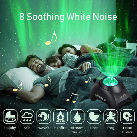 Star Projector For Bedroom With Remote, Aurora Northern Lights Show, Bluetooth Speaker, White Noise And Timer in bedroom