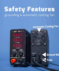 Beefy 60V 5A Adjustable DC Bench Power Supply With Crisp Readouts, Constant Voltage And Current, back with cooling fan, wiring