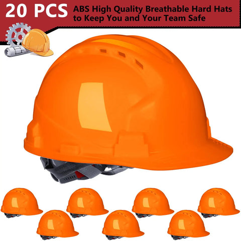 Bulk 20 Pack ABS Hard Hats With Four Point Suspension Heavy Duty Safety Helmets For Trade Crews And Construction Sites Job Site Ready Gear Built Tight For The Daily Grind