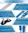 Detail design features of Adjustable Drywall Stilts 24 To 40 Inches With Lightweight Aluminum Frame And Knee Pad Protection, blue.