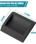 Premium Silicone Wheel Stoppers For Furniture, 4 Pack Caster Cups displayed with dimensions for fitting furniture wheels.