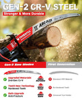 15 Inch Arc Edge Reciprocating Saw Blade Set For Fast Tree Pruning And Wood Cutting, Hardened Teeth With 6TPI, image of the saw cutting a branch