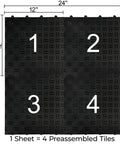 Interlocking Garage Floor Tiles Diamond Pattern Non Slip Heavy Duty Copolymer 12X12 Inch Modular Tiles 48 Pack Black Easy Snap In Installation shown in 4-tile sheet layout