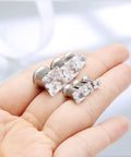 0G Ear Gauges Square CZ Titanium ASTM F136 Screw In Tunnels Plugs For Ears 8mm Body Piercing Jewelry shown on hand