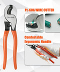 Front view of Beefed Up Battery Cable Crimping Tool Kit with wire cutter featuring ergonomic orange handles, 230mm size.