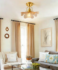 Modern Brass Pendant Light With Glass Pineapple Shade Industrial Ceiling Fixture For Bedroom Living Room Dining Kitchen E26 110V