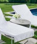 Oversized Lounge Chair Towel Cover Pack Of 2 With Pockets For Pool Beach Garden And Patio Chaise Lounge Covers 85 X 30 Inches White Terry Cloth For Spa And Poolside Relaxation At Home