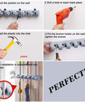 Installation steps for Heavy Duty Broom And Mop Wall Mount Organizer With Hooks For Garage Storage