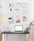 Peg Board Kit With Hooks And Accessories Four White Peg Boards Wall Organizer in office with tools, supplies, and projects.