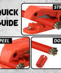 Two Piece LCP-240 Wire Stripper Set With Ten Blades, Heavy Duty Cable Stripping Tool For AWG 12 To 4/0 Cables; Quick Guide Steps