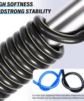 Close-up of Black Heavy Duty Three Eighths Inch OD Nylon Pneumatic Air Tubing showing flexibility and strength, coiled around metal pole.