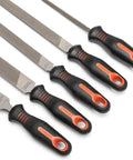 5 Piece General Purpose File Set With Ergonomic Rubber Handles For Home And Shop, Pro Grade American Pattern Bastard Cut Files