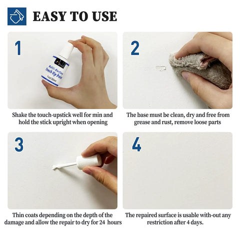 Step-by-step guide using White Multi Surface Touch Up Paint Pen For Walls Doors Cabinets Metal Appliances Wood Furniture