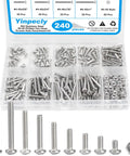 240 Pieces 4-40 Phillips Pan Head Machine Screws Nuts And Washers Assortment Kit For DIY Projects In 304 Stainless Steel, in box