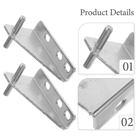 Refrigerator Door Hinge Set 2 Pack Metal With Noise Reducing Caps, detailed view of metal hinges with 1.38 inch spacing.