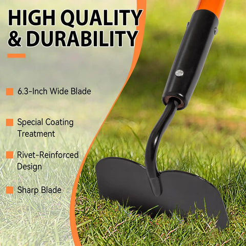 Beefy Heavy Duty Garden Hoe With 58 Inch Fiberglass Handle Long Reach Weeding Hoe 6.3 Inch Wide Blade in garden