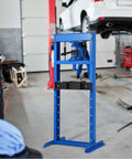Heavy Duty 12 Ton Hydraulic Shop Press real garage workhorse with adjustable table in workshop setting.