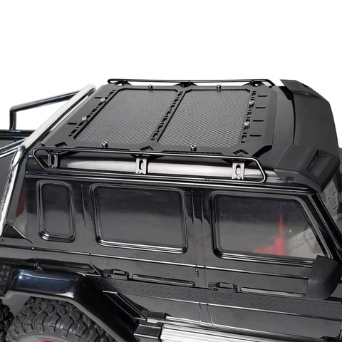 Heavy Duty Carbon Fiber Roof Cargo Rack For One Ten Scale Rc Crawlers Lightweight Gear Carrier fitted on a crawler top.