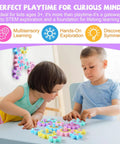 Children playing with 36 Piece Magnetic Gear Set For STEM Learning And Hands On Magnetic Construction Toy with colorful gears on a table