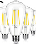 Dimmable Vintage LED Edison Bulbs 8W to 100W Equivalent, ST58 Cool White 4000K, 1200 Lumens, E26 Base, Clear Glass, 4 Pack
