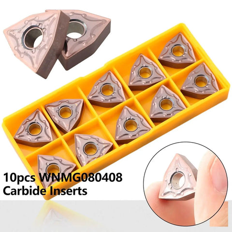Ten Pack WNMG080408 Carbide Inserts For Lathe Tool Holders Pro Grade Precision Cutting For Metalworking Built To Last Durable Lathe Inserts 10 Count Set