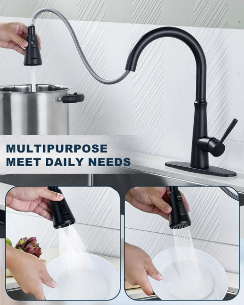 Heavy Duty Pull Down Kitchen Faucet Head Replacement delivering crisp stream and powerful spray nozzle in kitchen setup.