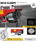 VIVOHOME electric hoist front view with red housing and remote control
