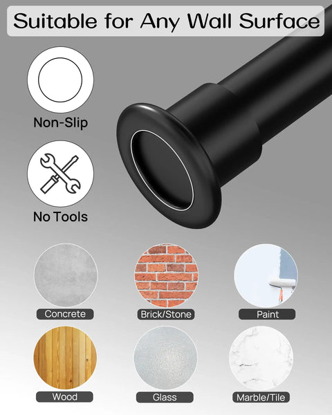 Heavy Duty Tension Curtain Rod For Windows 42 To 123 Inches, Spring Loaded No Drill Install, shown with anti-slip ends