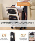 Your Go To Carry On That Fits Overhead Bins 22x14x9 Inches Water Resistant Softside Spinner With TSA Lock And 3 Pouches Lightweight Travel Case For Air Travel - front organizer compartment detail