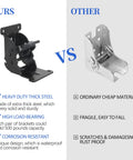 Comparison of Badass Snap Lock Hinge Brackets For Tables And Bed Frames, Killer Spring Loaded Pivot Hardware, durable thick steel vs weak material.
