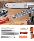 Pro Grade Chainsaw Sharpening Kit With Four Round File Sizes 5/32 3/16 13/64 7/32 Flat File And Handle Stump Vise Filing Guide Pouch