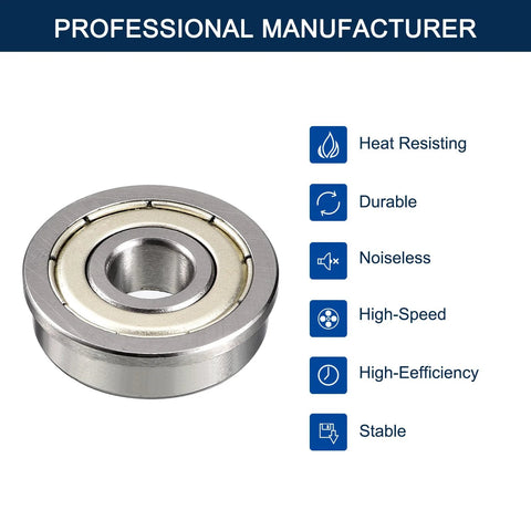 Front view of HiPicco F693ZZ flanged ball bearing, 3x8x4 mm, chrome steel, double shielded.