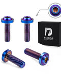 Heavy Duty Titanium Fasteners With A Slick Burnt Blue Finish M6 X 18mm Fully Threaded T30 Torx Button Head Screws in pack.