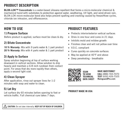 Straight Fire Block Sealer 1 Gallon Clear Penetrating Silane Siloxane Formula Covers Up To 1500 Sq Ft application instructions on paper.