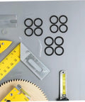 100 Pcs Skateboard Bearing Washers And Hardware Kit For Trucks And Longboards, Speed Washers, Spacers, Nuts And Bolts, tools and washers on a surface.