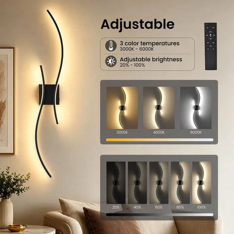 No Brainer Wireless Led Wall Sconces With Rock Solid 10000Mah Battery, 3CCT Lighting Tweak, Slick Black Shell, Quick Snap Install, Long Enduring Rechargeable Home Accent 2 Pack showing adjustable brightness and color temperatures