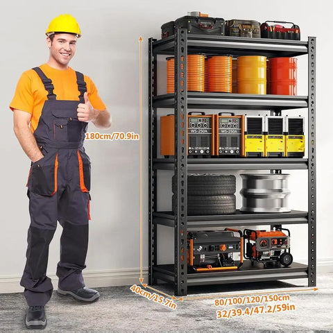 Heavy Duty 5 Tier Metal Storage Shelves Adjustable Rust Resistant White Utility Rack with Rock Solid Hella Sturdy Base No Wobble for Garage Kitchen Pantry Closet Storage 120x40x180cm Top Shelf Organization