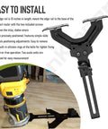 Heavy Duty Routing Edge Guide Fits Your Compact Cordless Router, 10-inch edge rail for precise cutting, easy slide lock adjustments.