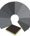 Wet Dry Sandpaper Set With Sanding Sponge, 90-Piece Assorted Grit 400 to 3000, 9x3.6 Inch Sheets, Waterproof Quick Polishing