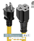 One Foot Nema 5-15P To 6-20R Electric Vehicle Charging Adapter Cable 12Awg Heavy Duty Power Extension Cord close-up of connectors