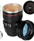 Camera Lens Coffee Mug Travel Cup Stainless Steel Lens Mug Thermos With Lid And Spoon Two Lids Leakproof Design Dope Gift For Photographers Men And Women