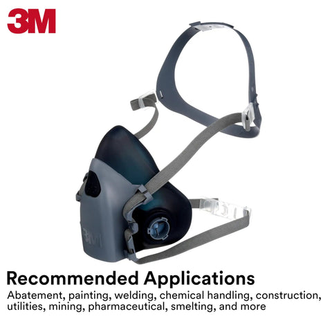 Your Go To Reusable Half Facepiece Respirator 7502 With NIOSH Approval, Cool Flow Valve, Integrated Dropdown Suspension, Bayonet Connections, Dual Airline Supplied Air Compatible, For Chemical Handling And Painting