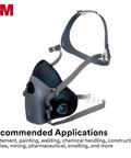 Reusable Respirator Half Facepiece 7501 NIOSH Approved Cool Flow Valve Dual Airline Small Size with head straps visible.