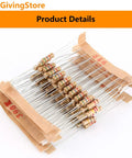 Beast 1000 Piece Carbon Film Resistors Kit with 100 Distinct Values from 1 Ohm to 1 Mega Ohm 5 Percent Tolerance Half Watt